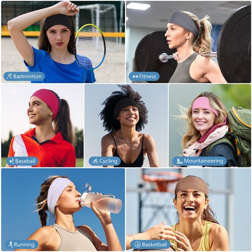 Headbands for Women – 8 Pack Wide Elastic Hair Bands, Soft Stretchy Non-Slip Sweatbands for Workouts, Yoga, Washing Face & Daily Wear