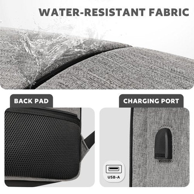 AUROTIER Barber Bag with Insulated Pocket, Portable Backpack for Clippers and Supplies, Travel Hairstylist Smart Bag with USB Charging Port, Water-resistant, Grey