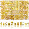 SVNMU 280 Pcs Gold Hair Jewelry for Braids Dreadlock Locs Metal Hair Clips Accessories for Women,Adjustable Hair Cuff Coils Rings Charms Braiding Decoration
