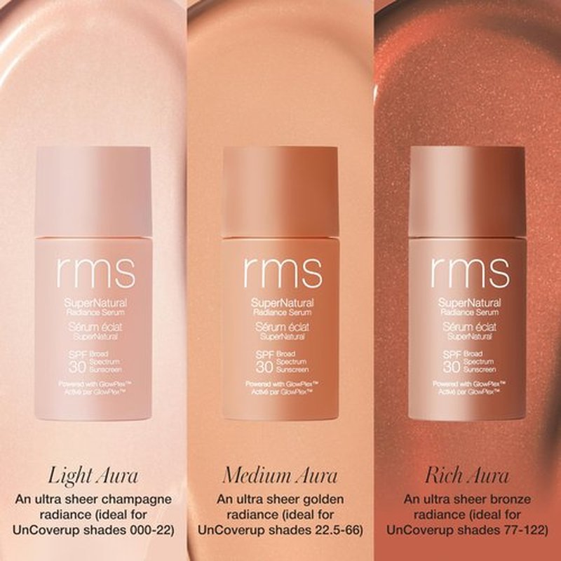 RMS Beauty SuperNatural Radiant Serum SPF 30 – Tinted Luminous Face Primer & Complexion Corrector – Mineral Sunscreen with Niacinamide & Peptides – Non-Comedogenic – 1.0 fl oz