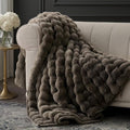EverGrace Ultra Soft Luxury Faux Rabbit Fur Throw Blanket - Thick & Warm Reversible Design, Dark Taupe, 60x80 Inches