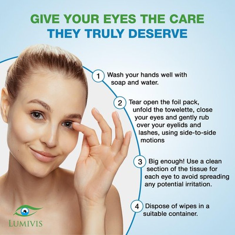 Lumivis Tea Tree Oil Eyelid Wipes – 144 Individually Wrapped Pads for Daily Eye Cleansing, Makeup Removal & Eyelid Hygiene – Gentle, Soothing, Natural Formula
