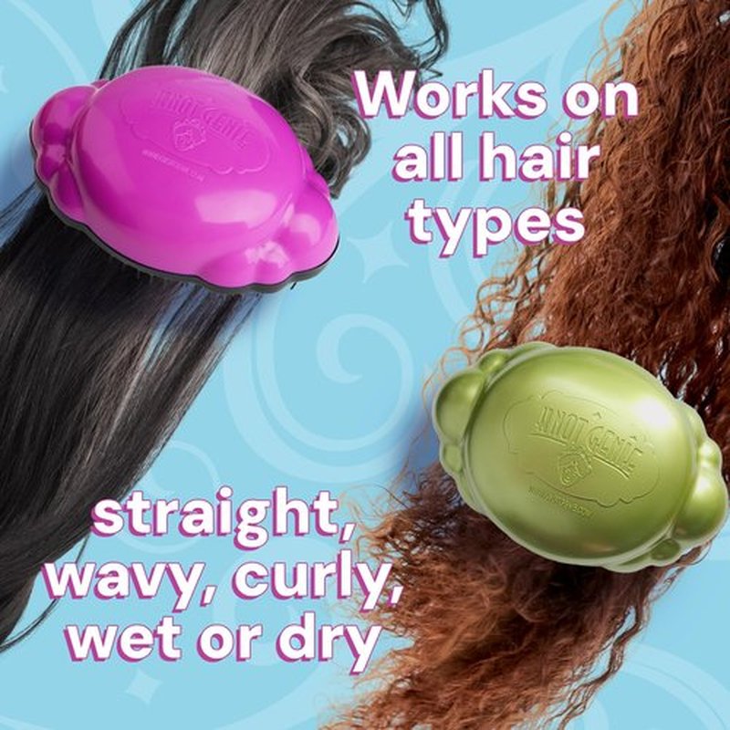 Knot Genie Detangling Hair Brush for Kids(Blue Skies) | Original Full Size | Perfect for Curly Hair, Gently Separate Tangles, Leaves Hair Smooth & Shiny | The Pain Free Knot Detangler