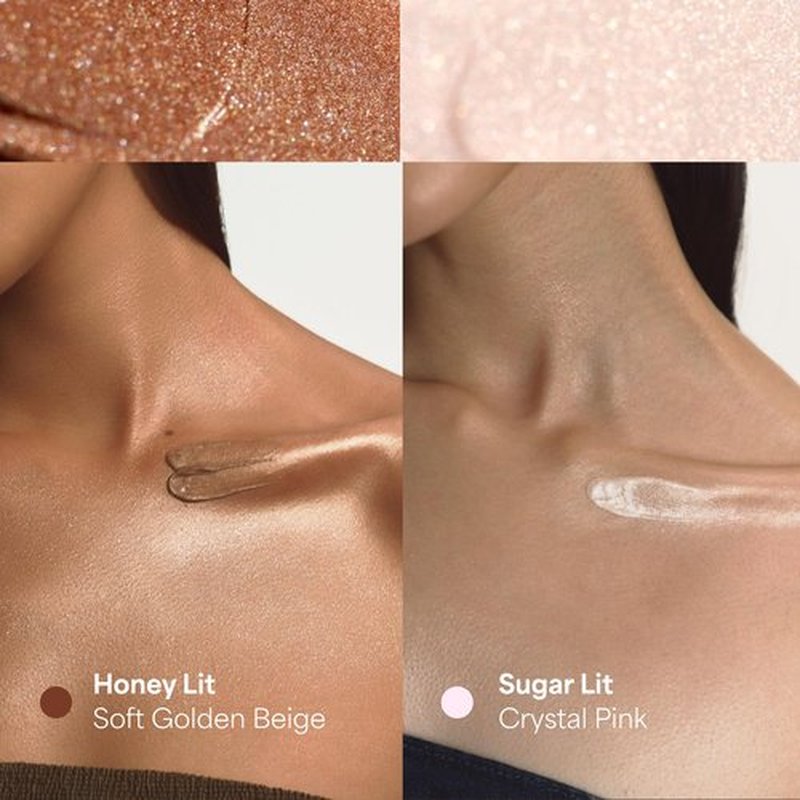 ENTROPY MAKEUP Glow Serum Body Highlighter, 75% Water-Rich Serum with Skincare Ingrediants, Buildable Radiance, Silky Lightweight for Face & Body, Soft Golden Beige Bronzer, Honey Lit