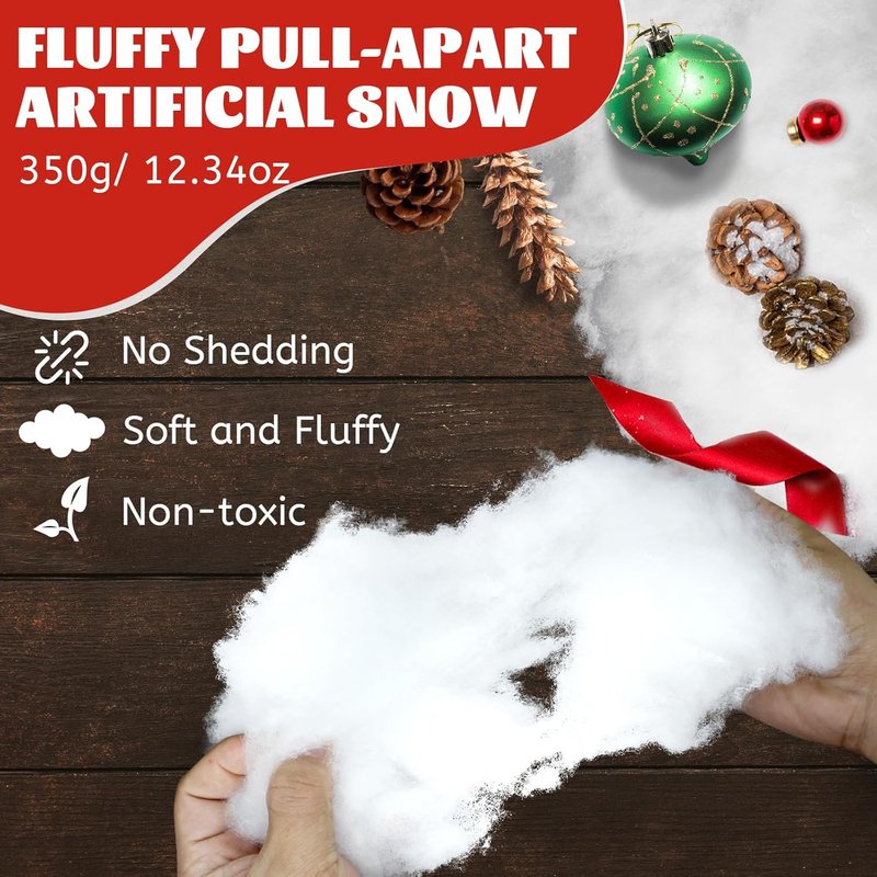 CH HAICHENG Christmas Fake Snow Decorations - Fluffy Cotton-Like Indoor & Outdoor Snow | 350g (12.3oz)