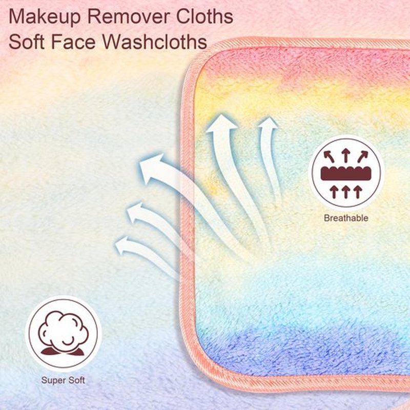 PHOGARY Microfiber Makeup Remover Cloths, 6 Pack Reusable Makeup Eraser Cloth for Face, Microfibre Erase Your Face Washcloths, Make up Cloth Remover Towel - Gentle on Skin (8 x 8in, Rainbow)