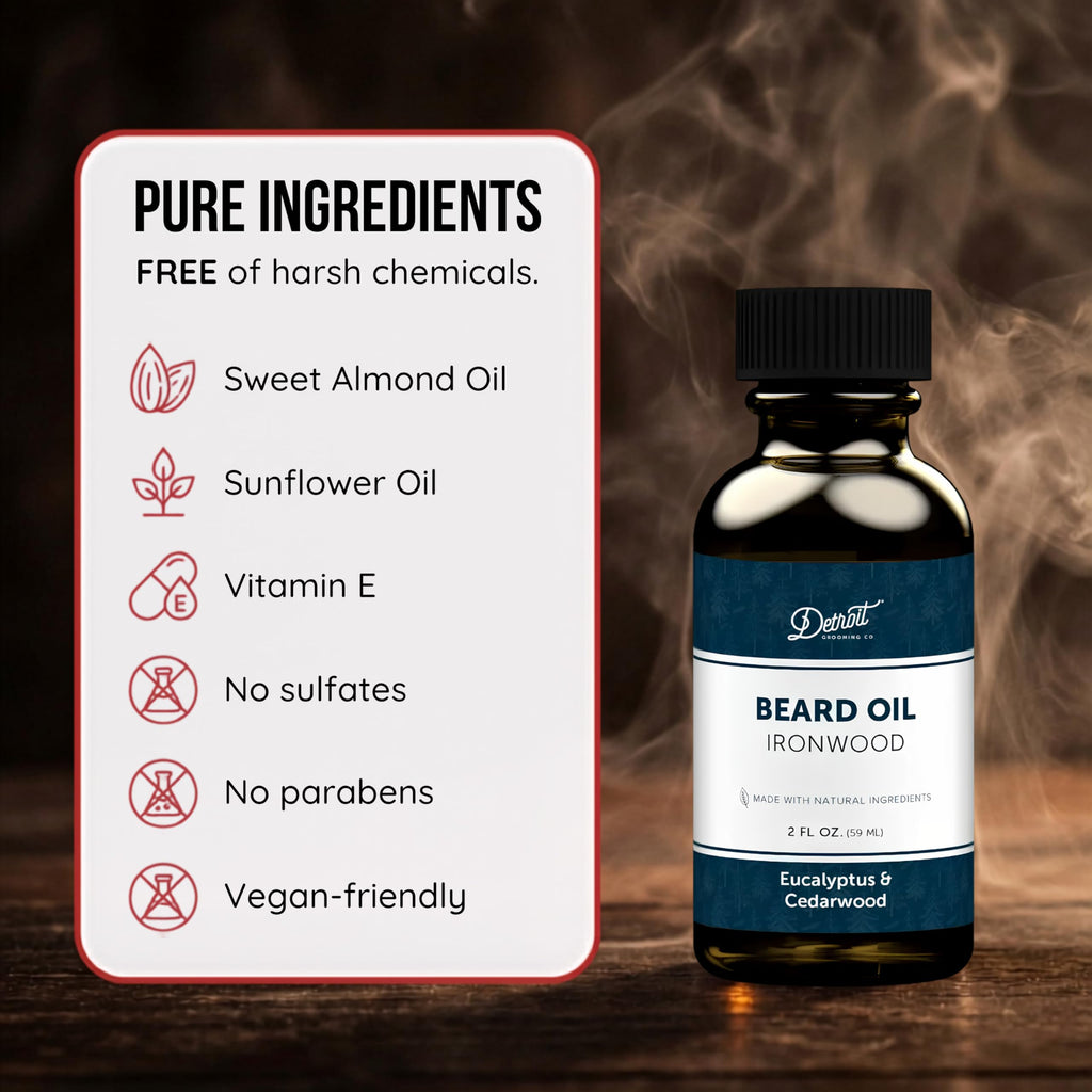 Detroit Grooming Co. Beard Oil | Ironwood | Natural Formula, 2 oz