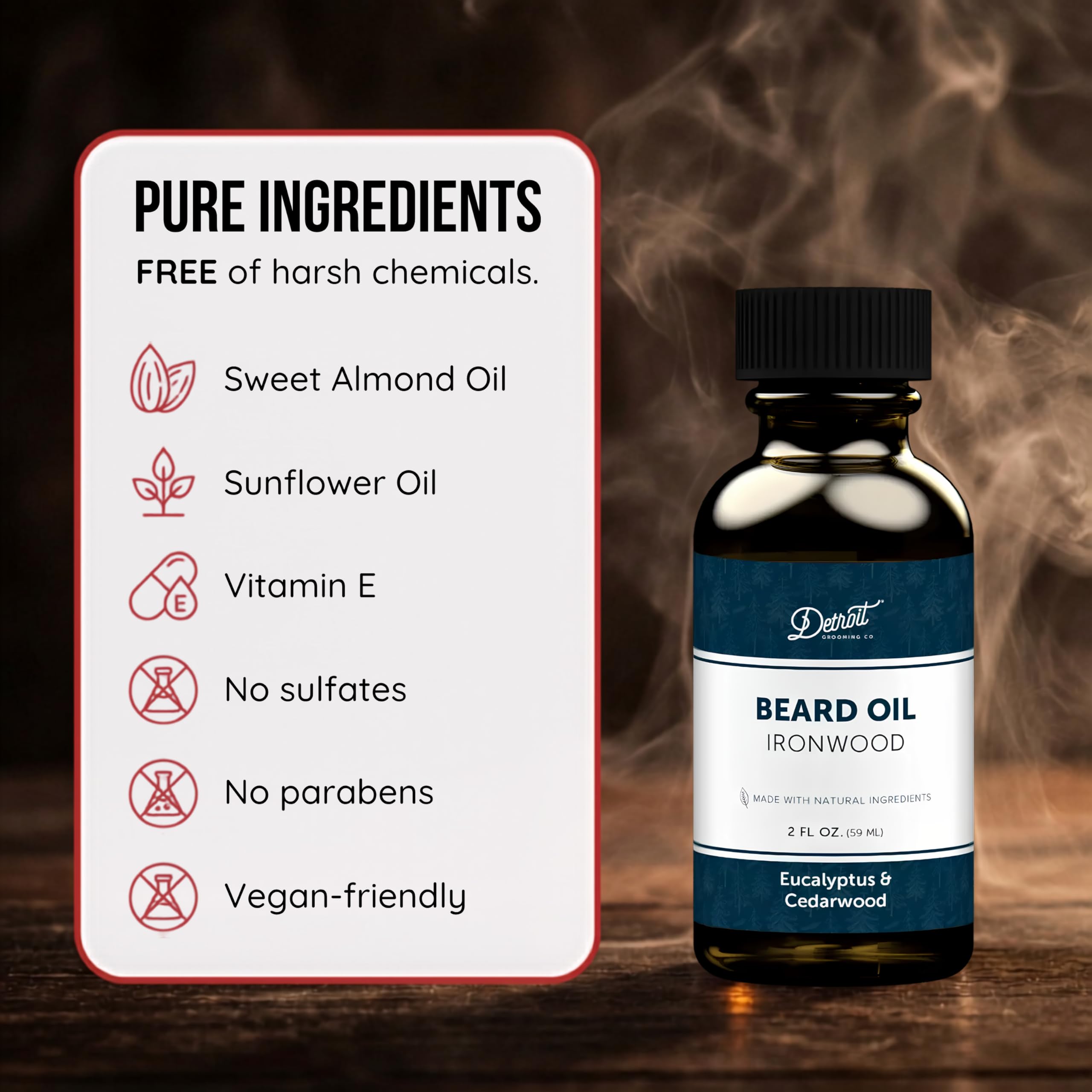 Detroit Grooming Co. Beard Oil | Ironwood | Natural Formula, 2 oz