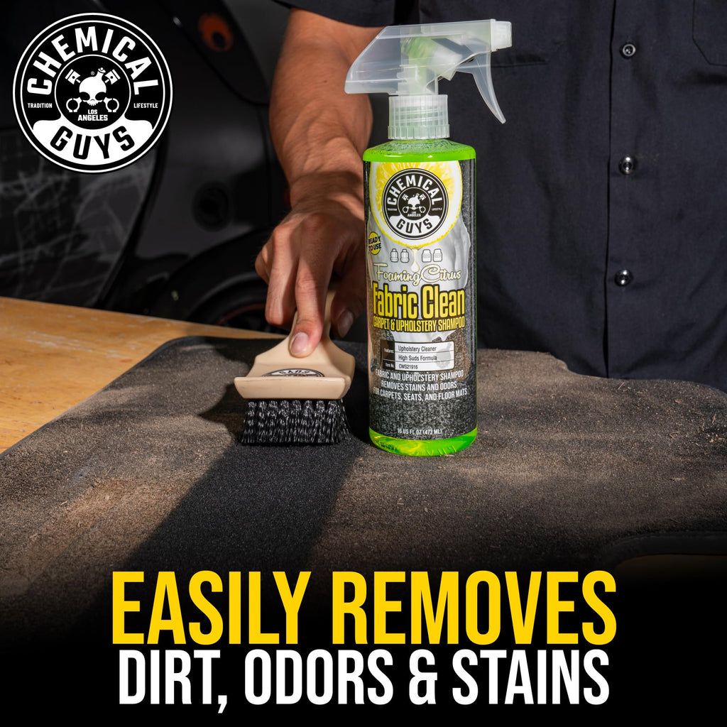 Chemical Guys Foaming Citrus Fabric Clean Carpet & Upholstery Cleaner - Car Carpet Cleaner Spray for Seats and Floor Mats, Removes Stains &Odors, Safe for Cars, Home and Office, 16 oz Citrus Scent