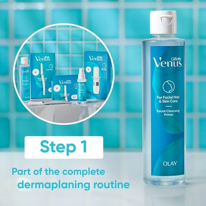 Gillette Venus for Facial Hair & Skin Care Cleansing Primer for Dermaplane Prep, 6.7oz, Use Before Eyebrow Razor, Dermaplaning Oil, Dermaplane Moisturizer, Dermaplaning Cleanser and Face Wash