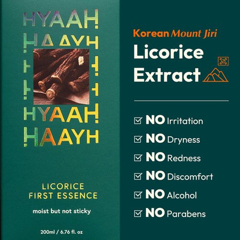 HYAAH Licorice First Essence - Korean Hydrating Toner - Licorice Extract, Hyaluronic Acid and Allantoin - Soothing for Sensitive Skin - Alcohol Free for Sensitive Skin, 6.76 fl.oz