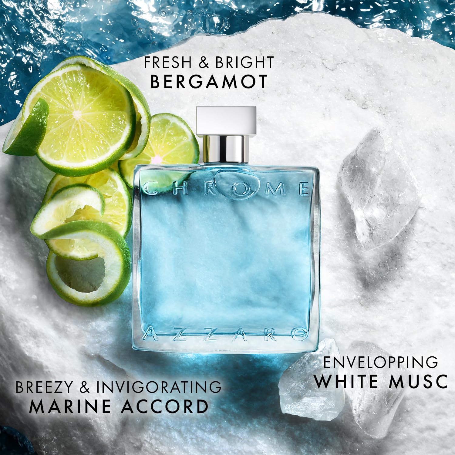 Azzaro Chrome Eau de Toilette - Fresh Aquatic Mens Cologne - Citrus, Woody, Musky Fragrance -Fresh Everyday Wear - Classic Summer Beach Scent - Luxury Perfumes for Men - Value Size, 6.7 Fl. Oz