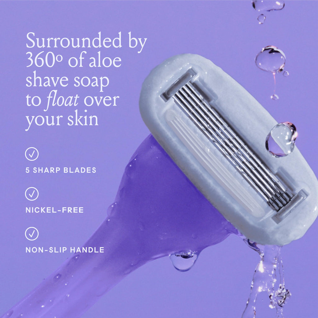 Billie Razors for Women Shave Kit – Women’s Razor + 2 x 5-Blade Razor Refills + Magnetic Holder – Moonbeam