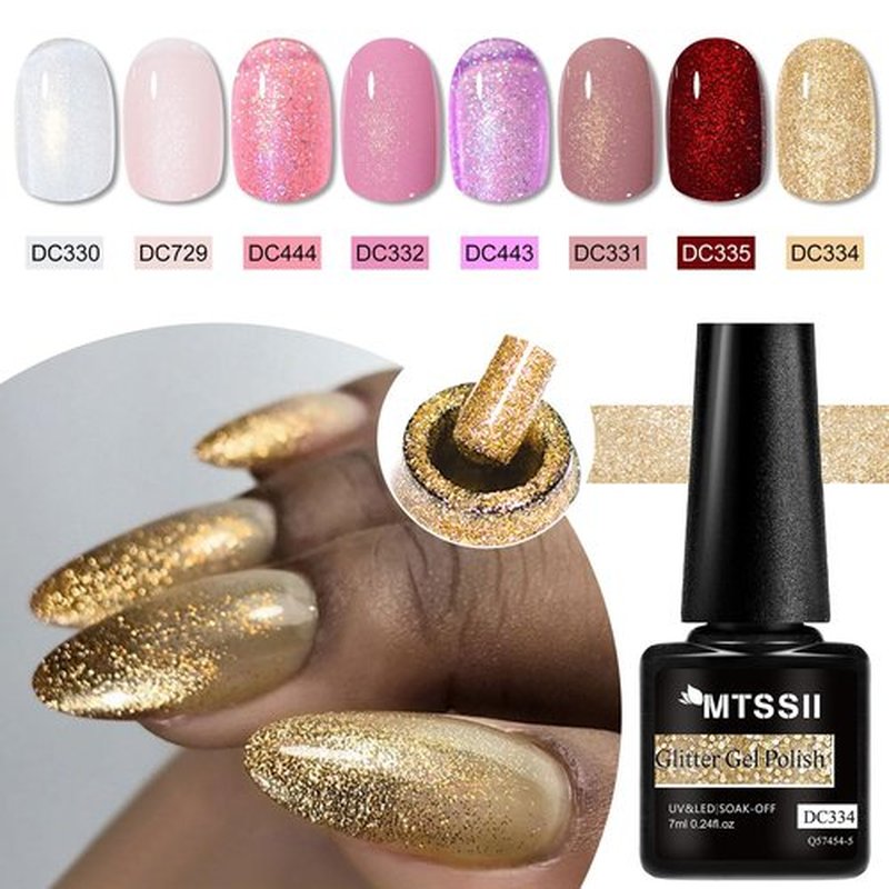 MTSSII Jelly Crystal Gel Nail Polish Set 8 Colors, Soak off UV LED Lamp Gel Nail Polish Set Mermaid Glitter Gel Polish Home Gel Manicure Kit 7 ml/0.24 FL.OZ (SET-6, 8PCS)