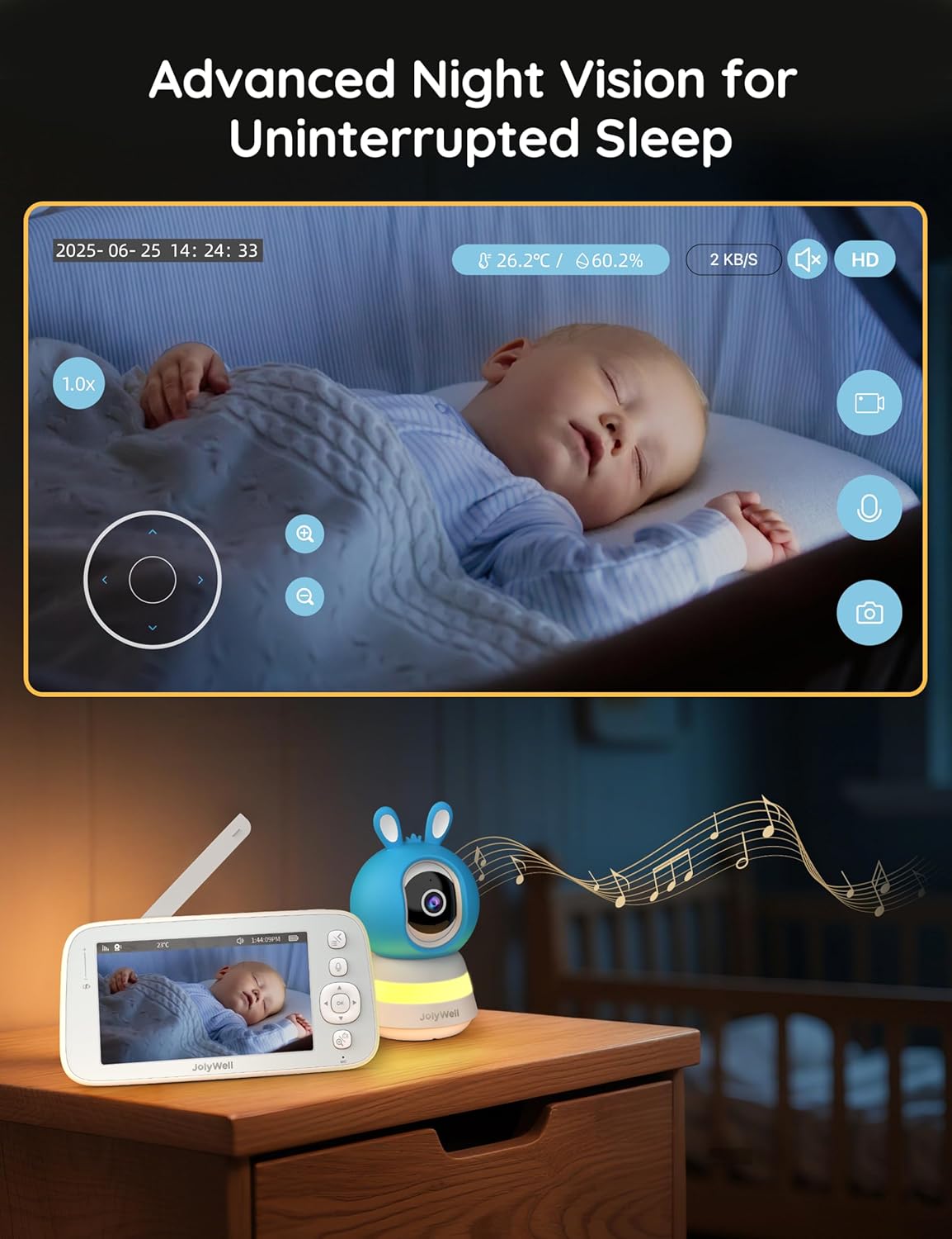 2K Baby Monitor by [Brand Name] - WiFi Camera with 5" Display, App Control & Night Vision