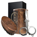 BFWood Mens Beard Brush Comb Kit, Small Travel Beard Set - Natural Boar Bristles With Black Walnut Wood, Grooming Sandalwood Mustache Comb, Mustache Trimming Sissors With Storage Bag