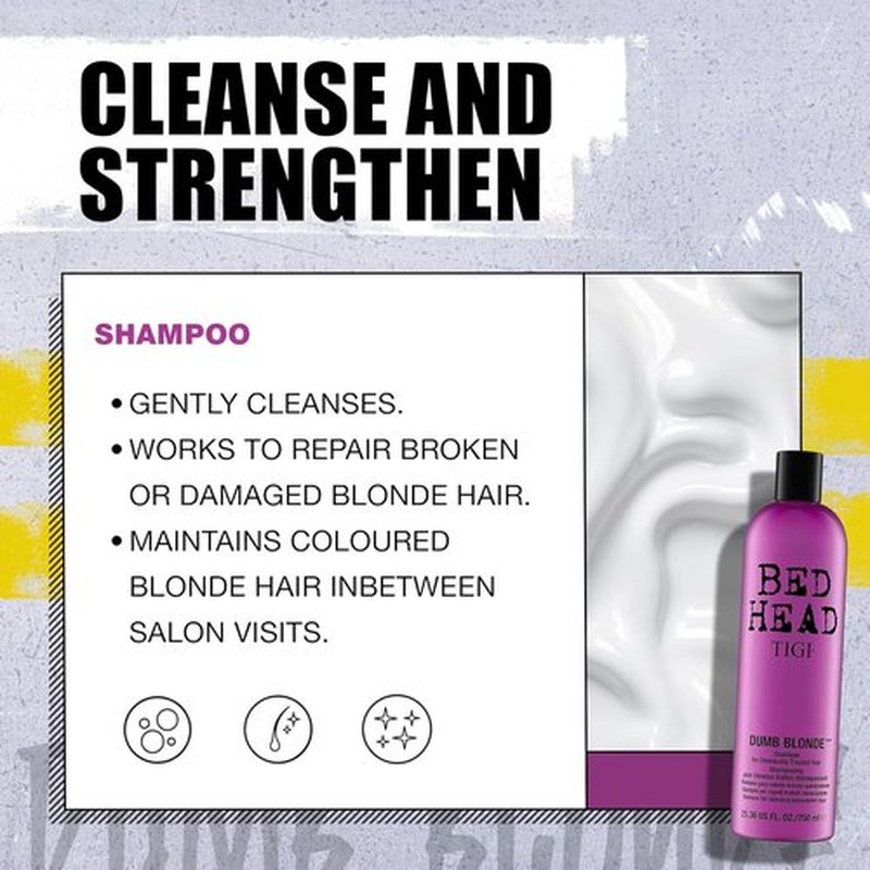 TIGI Bed Head Dumb Blonde Shampoo - Nourishing Formula for Blonde Hair | 25.36 Fl Oz