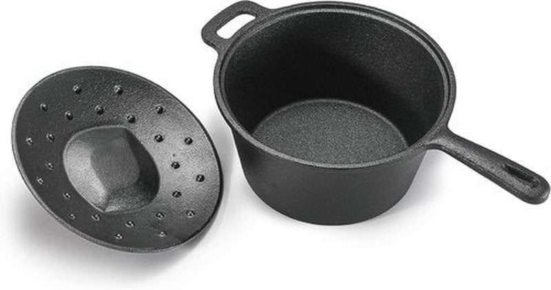 Commercial Chef 2-Qt. Cast Iron Saucepan with Lid - Pre-Seasoned, Works on All Cooktops & Grills