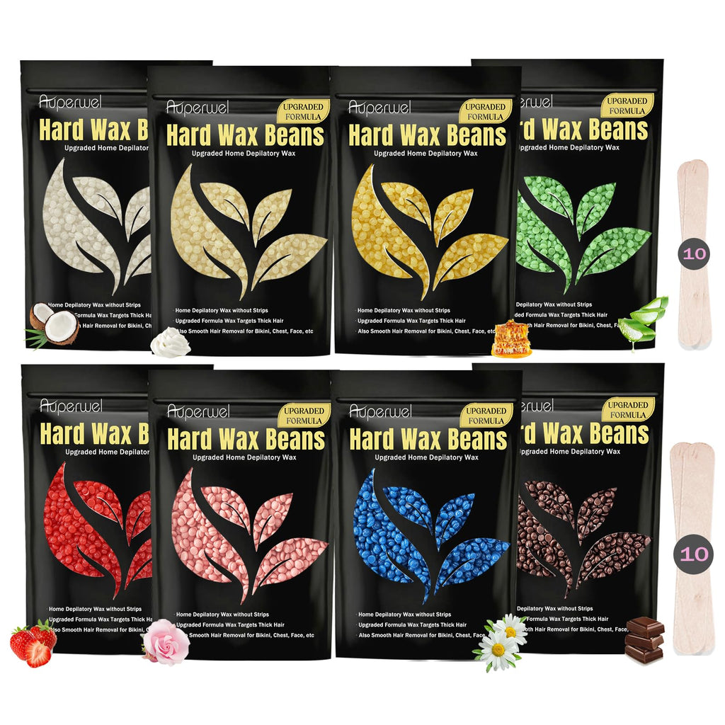 Wax Beads, 1.76lb / 800g Hard Wax Beads Coarse Hair Formula Hard Wax for Hair Removal and Senstive Skin, Wax Beads for Face, Brazilian Bikini,Body Waxing (3Rose&3Jasmine&2Chamomile)
