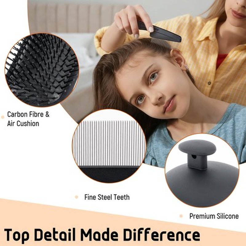 Belongtous Dandruff Lice Flea Hair Brush Comb Set, 3 In 1 Professional Nit Comb Kit, Massage Paddle Brush Scalp Massager for Hair Growth, Shower Detox Head Massage Tool Women Men Kids