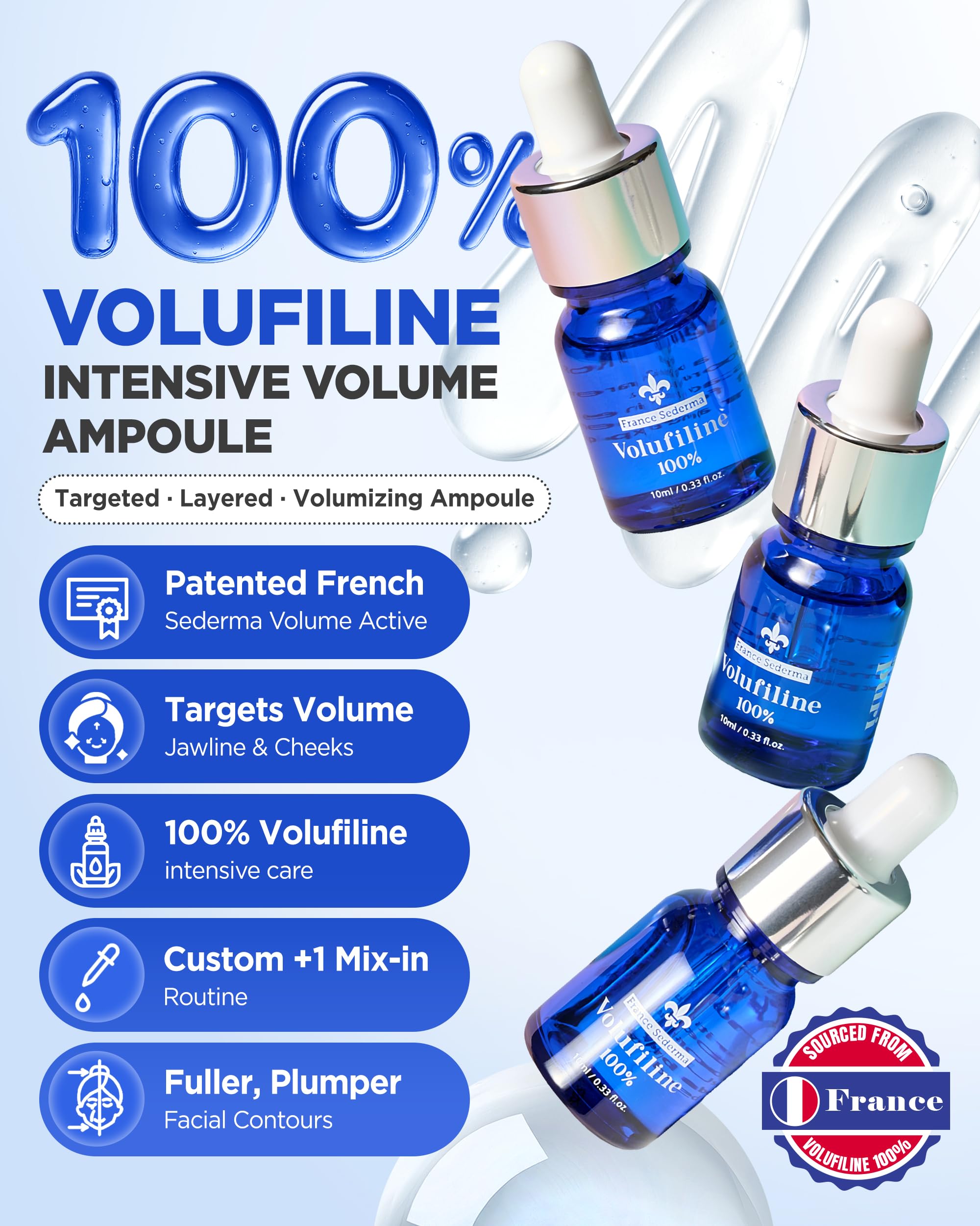 THEPURI Volufiline Booster Serum - Sederma France Plumping Ampoule | Face Volume Look for Cheeks Under Eyes Neck | DIY Mix-In Skincare | Concentrated Oil-Essence | 0.33 fl oz (10ml)