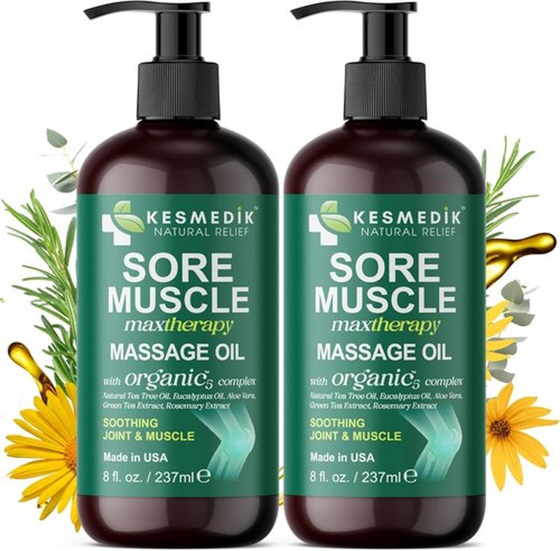 Regine Switzerland Sore Muscle Massage Oil - Deep Relief with Arnica & Eucalyptus | 2-Pack for Home & Professional Use