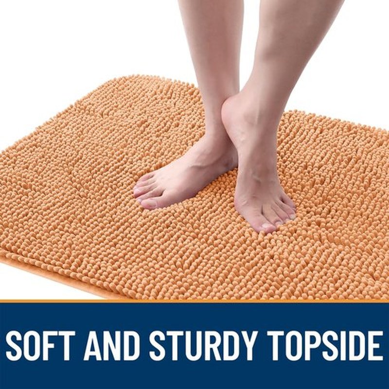 OLANLY Dog Door Mat - Absorbent Non-Slip Chenille Mat for Muddy Paws | 70x32, Quick Dry, Orange