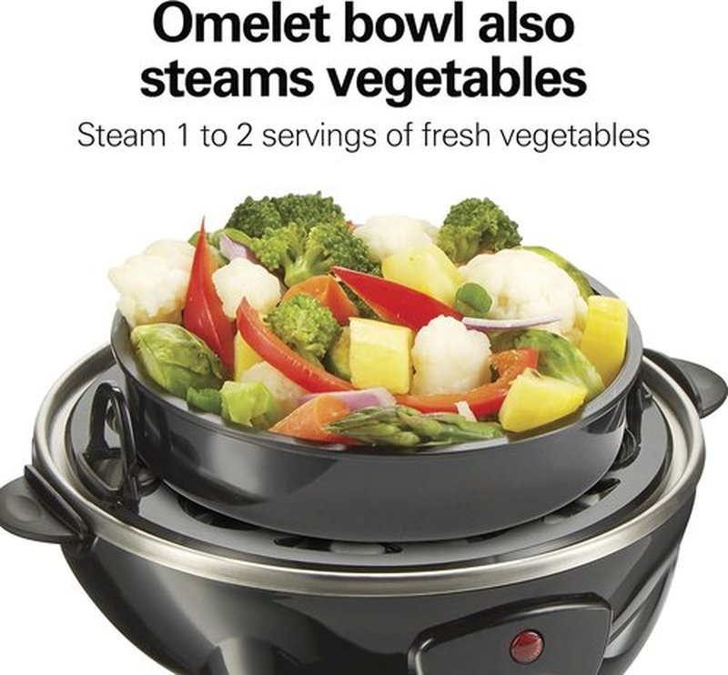 Hamilton Beach 3-in-1 Electric Egg Cooker - Hard Boiled, Poached & Omelet Maker, Holds 7 Eggs, Black