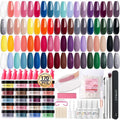 AZUREBEAUTY 170Pcs Dip Powder Nail Kit Starter 36 Colors Pink Red Purple Christmas Dipping Powder with Base/top Coat Activator Dip Liquid Set + Nail Removal Accessories Set for Gift