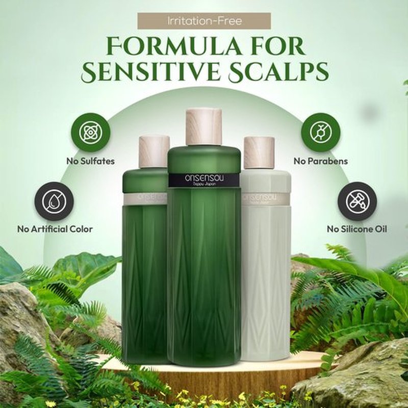ONSENSOU Sulfate Free Shampoo and Conditioner for Women & Men, Hot Spring Dry Scalp Shampoo and Conditioner Set for Sensitive Scalp & Dry Hair with Green Algae & Yeast Extract From Japan, DAILY CARE