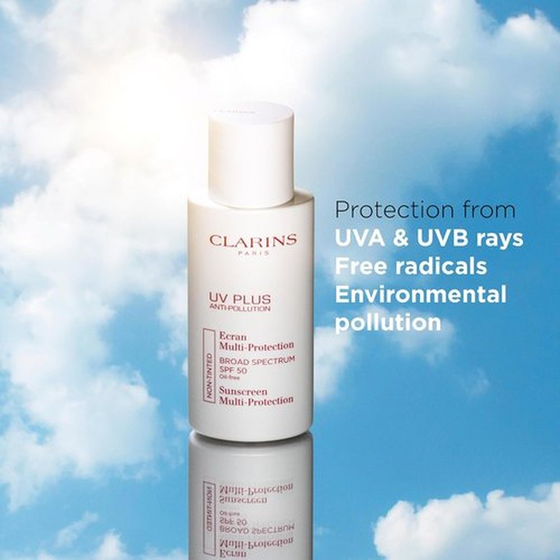 Clarins UV Plus Anti-Pollution Sunscreen for Face - Broad Spectrum SPF 50 | Oil-Free, No White Cast | UVA/UVB Protection