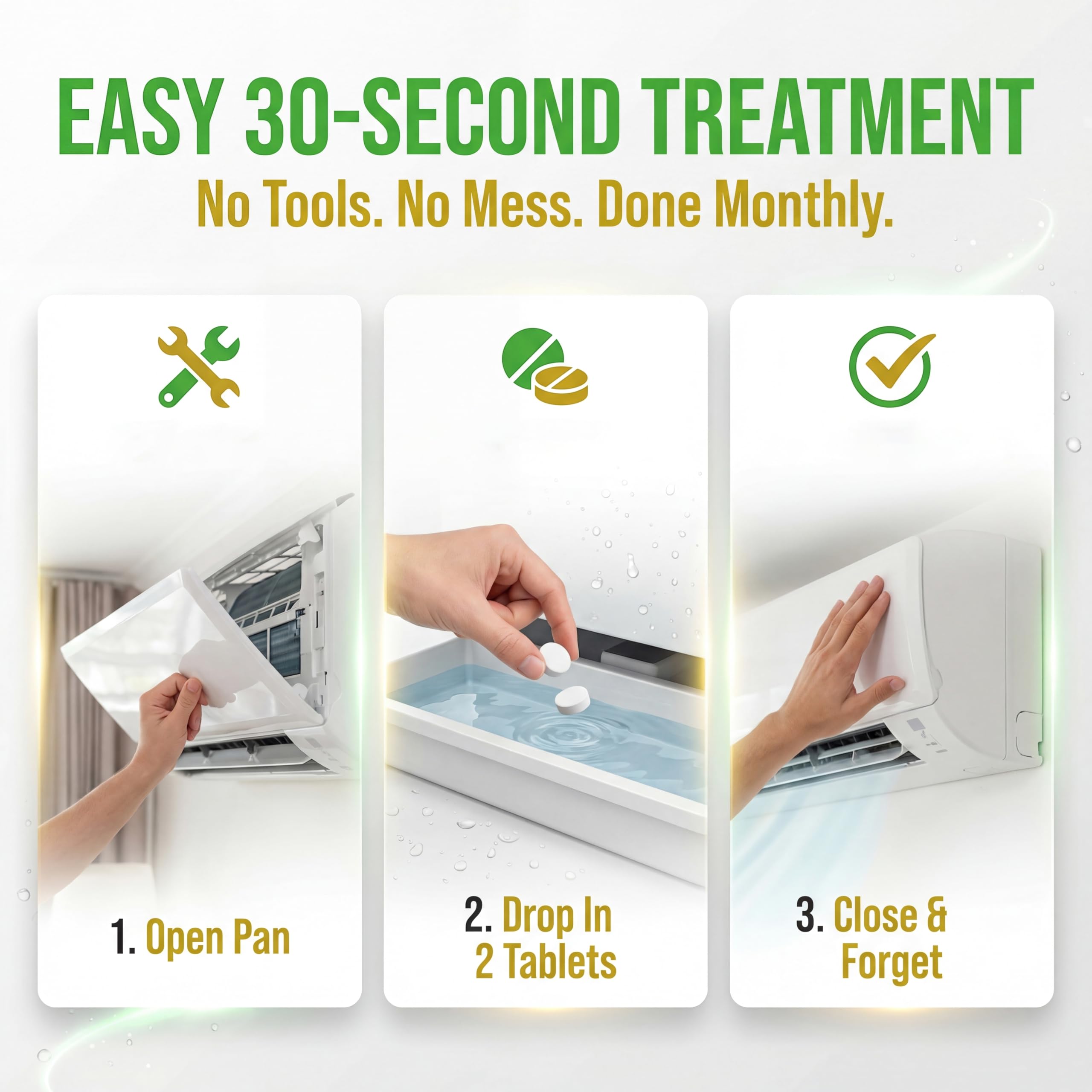 QwikTreat AC Pan Tablets & HVAC Drain Line Cleaner | Condensate Drain Pan Treatment Tabs | Remove Air Conditioner Pipe Clogs, Algae, & Control Odors for Effective Maintenance (100 Tabs)