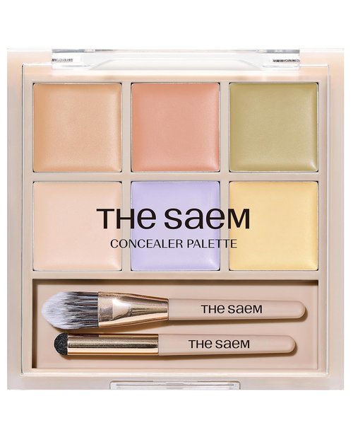 THESAEM Cover Perfection Concealer Palette - 6-Color Multi Concealer for Medium Skin Tones 20-23 | Includes Dual Brush for Blemishes & Dark Circles