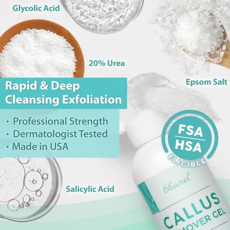 Ebanel Professional Callus Remover Gel - 20% Urea & Salicylic Acid for Smooth Feet | Exfoliates Dead Skin