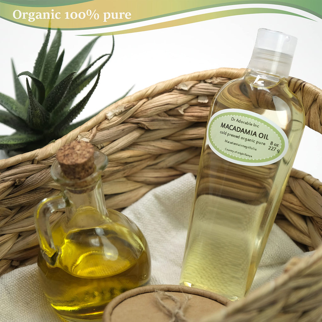 Dr Adorable - 8 oz - Macadamia Nut Oil - 100% Pure Natural Organic Cold Pressed