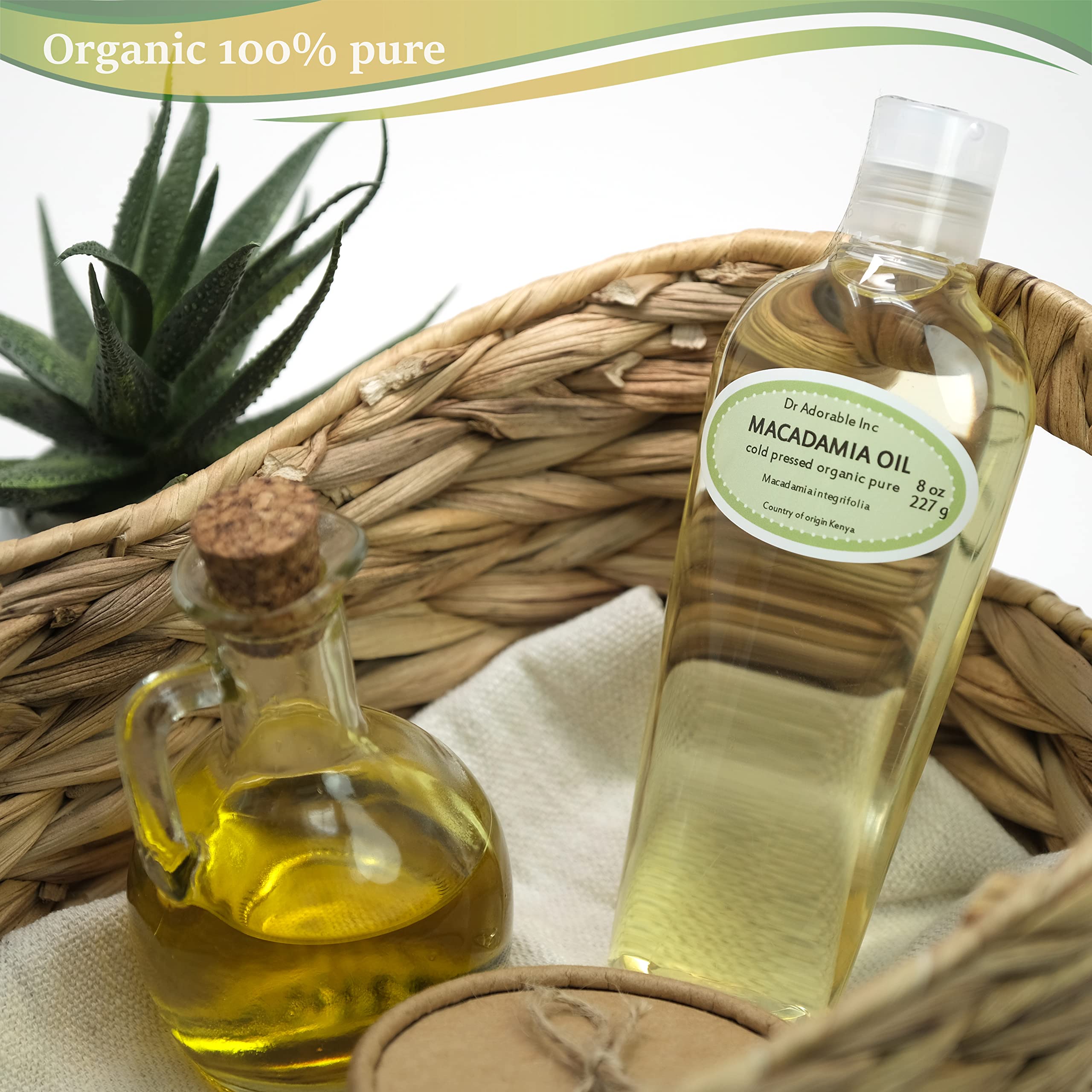 Dr Adorable - 8 oz - Macadamia Nut Oil - 100% Pure Natural Organic Cold Pressed