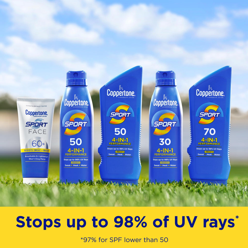 Coppertone Sport Sunscreen Spray, Broad Spectrum SPF 50 Water Resistant Spray Sunscreen, 5.5 Oz