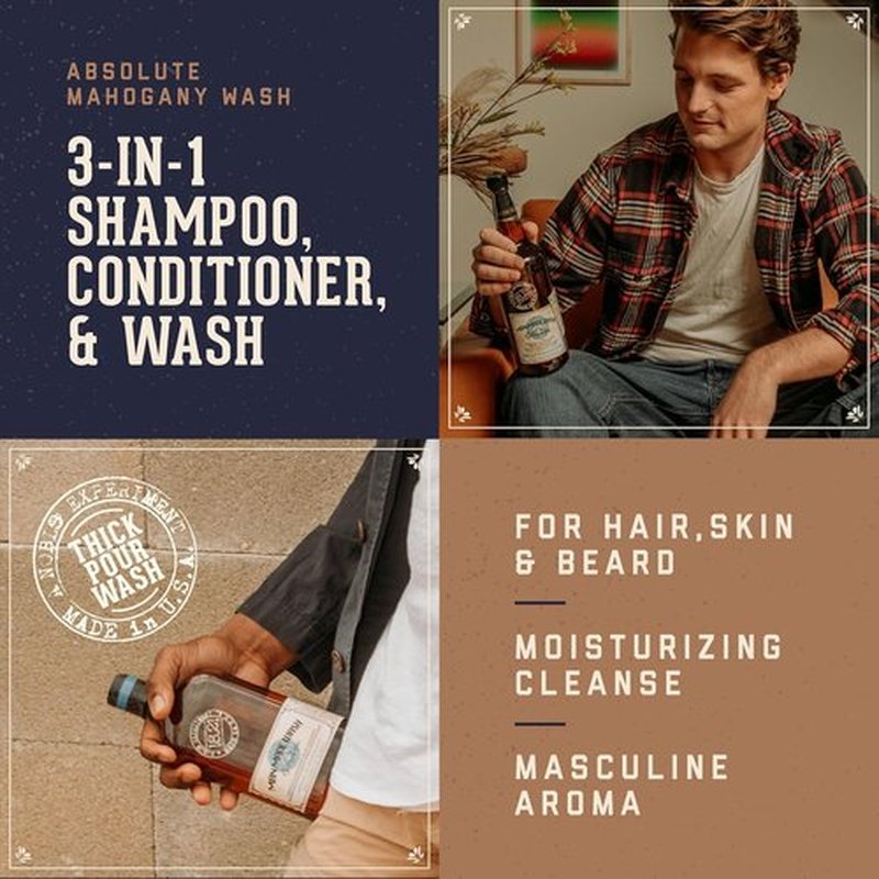 18.21 Man Made 3-in-1 Body Wash | Shampoo & Conditioner for All Hair & Skin Types - 18oz