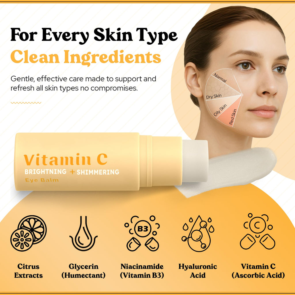 Bella Bliss Vitamin C Eye Balm Stick – Lightweight Under Eye Cream for Puffiness, Dark Circles & Wrinkles – Made in Korea – 0.35 oz / 10 g – Pack of 2