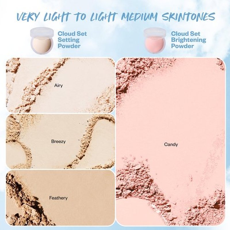 Kosas Cloud Set Baked Setting Powder, Face Powder Makeup for Shine Control, Soft Natural Finish, Clean Beauty Formula, Feathery, Sheer Light Medium