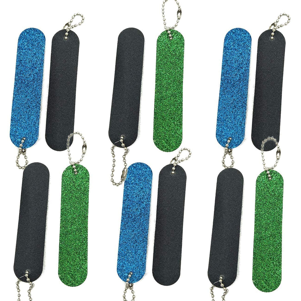 VOSAIDI 10 Pcs Professional Nail Files Nail tool Shining Blue and Green Mini Nail Colorful Files With Chain Double Sided Emery Board 180 Grit