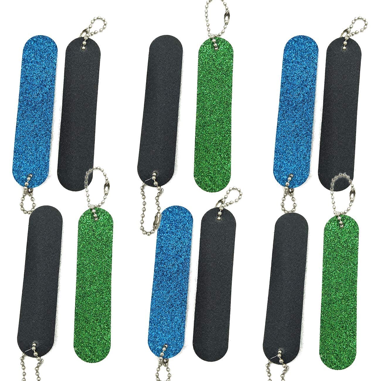 VOSAIDI 10 Pcs Professional Nail Files Nail tool Shining Blue and Green Mini Nail Colorful Files With Chain Double Sided Emery Board 180 Grit