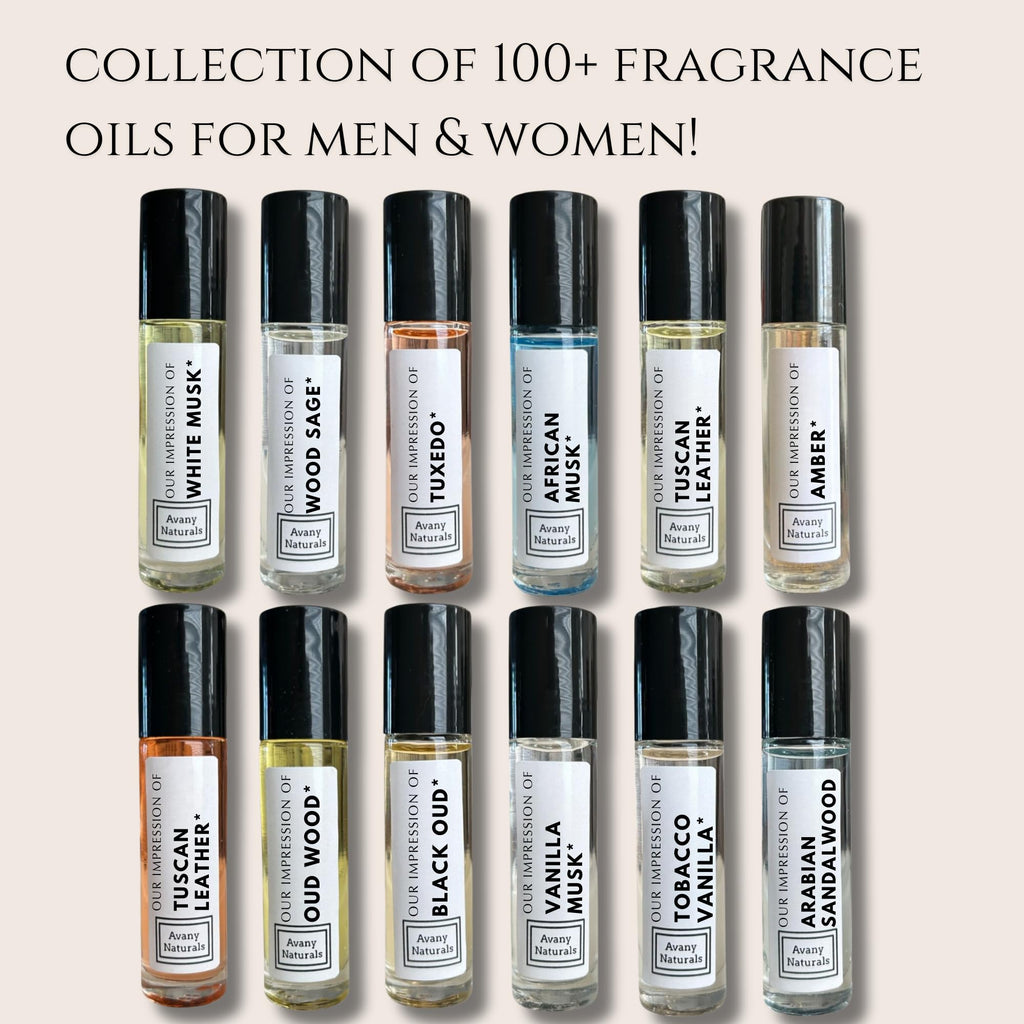 Avany Naturals Men Body Oil Cologne - Replicant Perfume, Alt Fragrance Body Oil, Gourmand Cologne, 6 Pc (Manly Man)