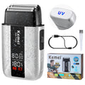 KEMEI T402 Professional Foil Shavers for Men, IPX7 Waterproof Electric Razor for Men with LED Display, Double Electric Shaver with 3 Adjustable Speeds & UV Cover