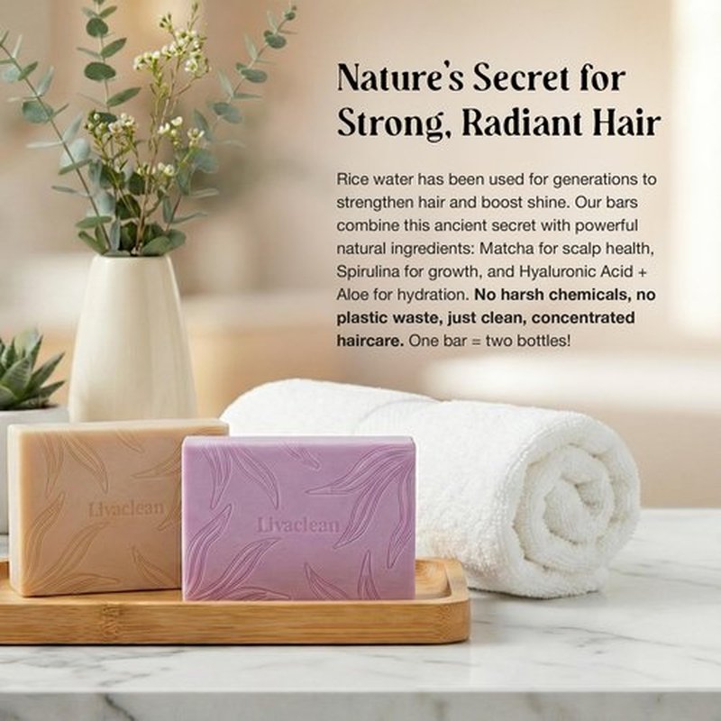 2 Pack Rice Water Shampoo and Conditioner Bar - 2x100g - Hair Soap with Spirulina Matcha Hyaluronic Acid Coconut - No Sulfates or Parabens - Bar shampoo and conditioner Set - Rice Soap for Hair Growth