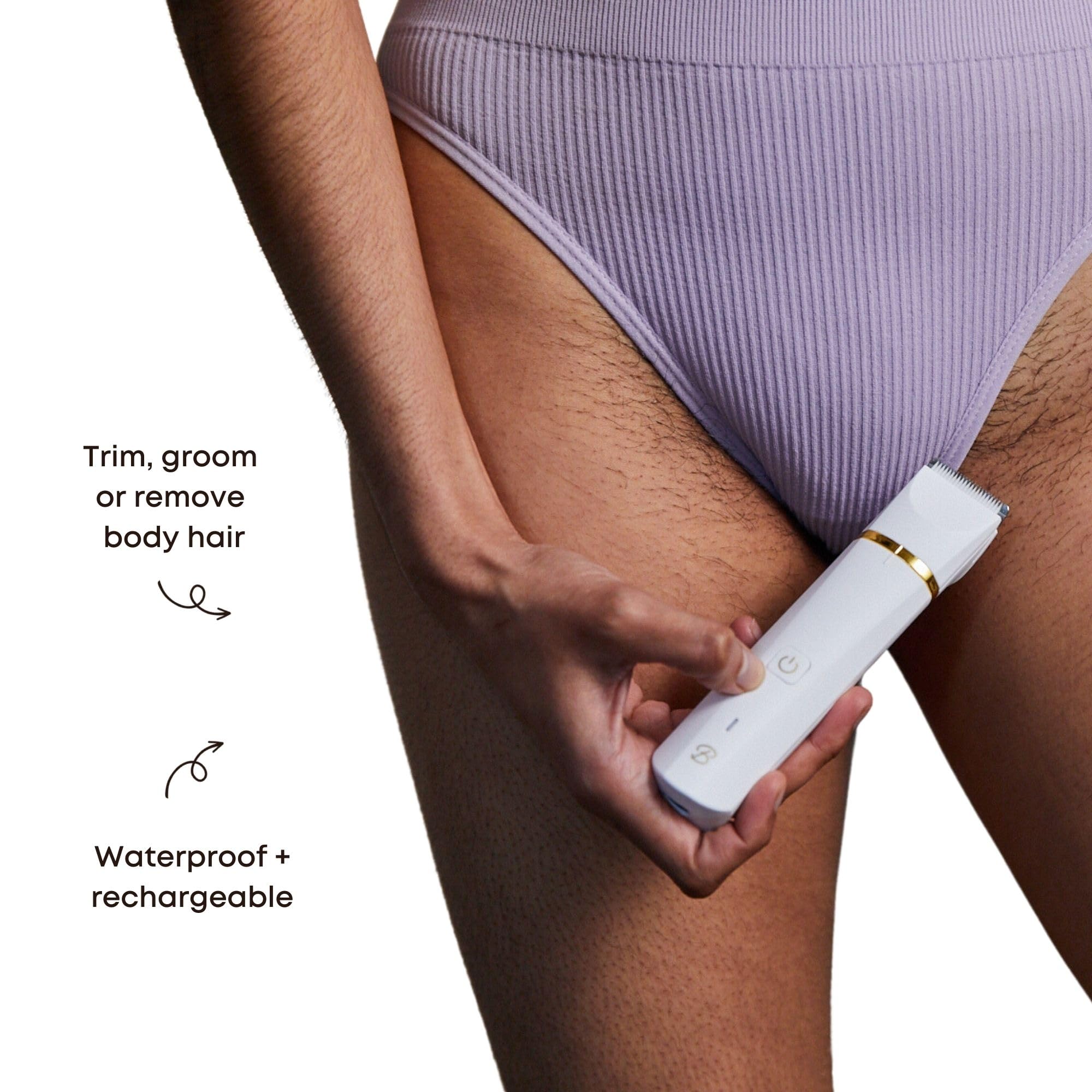 Bushbalm Ingrown Hair Bikini Trimmer Kit – Francesca Trimmer with Nude Scrub & Oil – 3pc Grooming Set for Women, Bikini, Underarms & Legs – Smooth Skin, Razor Bump