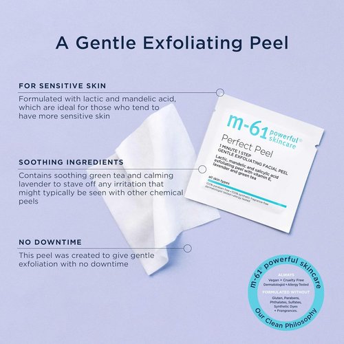 M-61 Perfect Peel - Gentle Exfoliating Facial Peel Pad with Lactic, Mandelic & Salicylic Acid | Ideal for Sensitive Skin | Made in USA