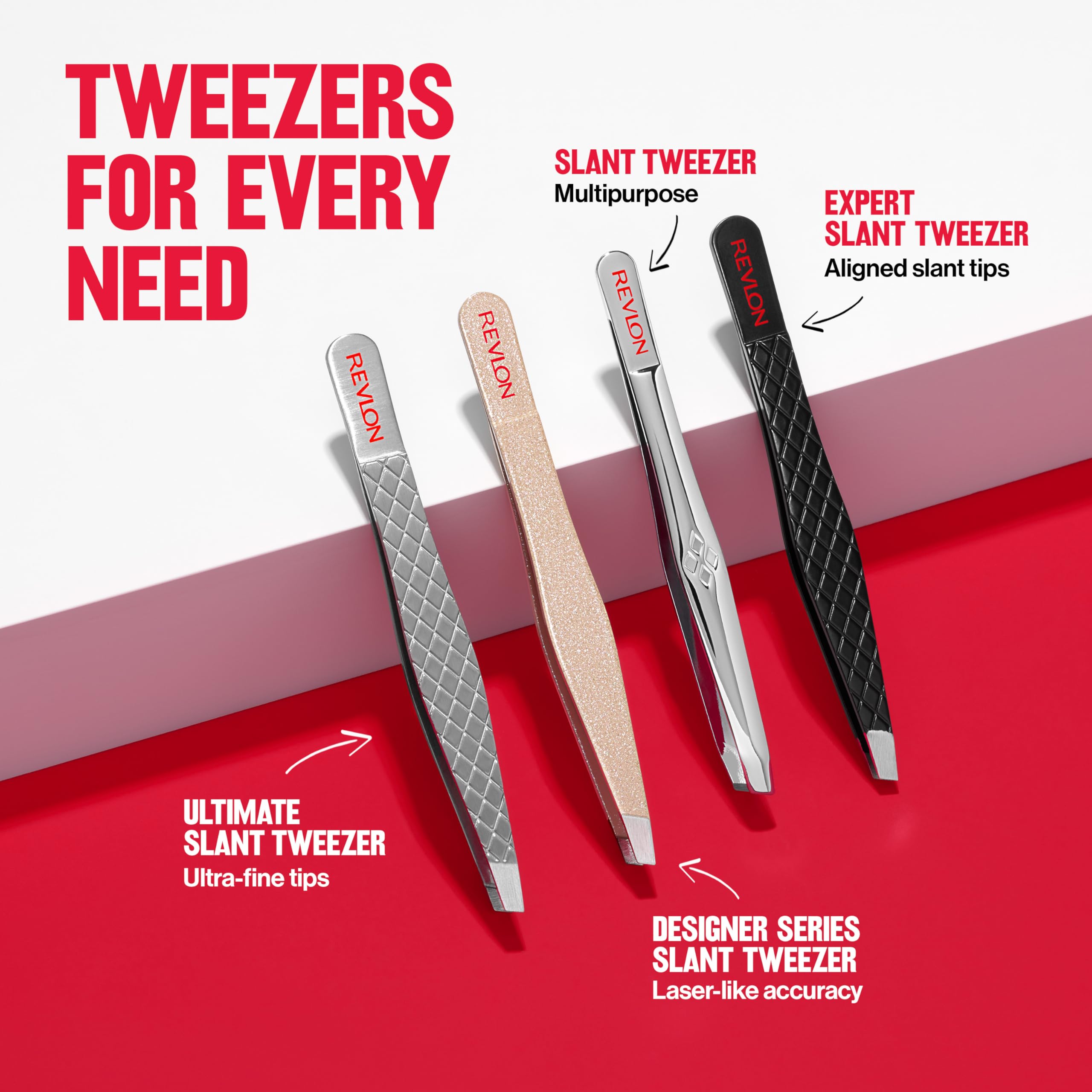 Revlon Ultimate Slant Tweezer, Hand-Finished Ultra-Fine Tips for Precise Hair Removal, Perfect for Tweezing The Tiniest Hairs, Made With Stainless Steel, 1 count