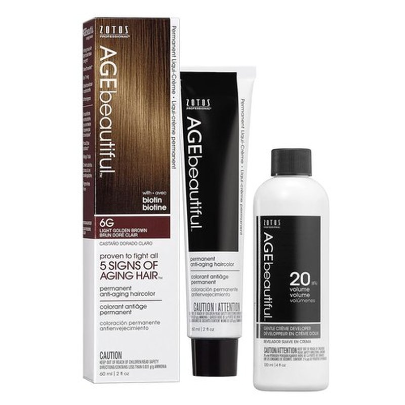 AGE Beautiful Permanent Hair Color Dye - 100% Gray Coverage & Anti-Aging Formula | Biotin Enriched for Thicker, Healthier Hair