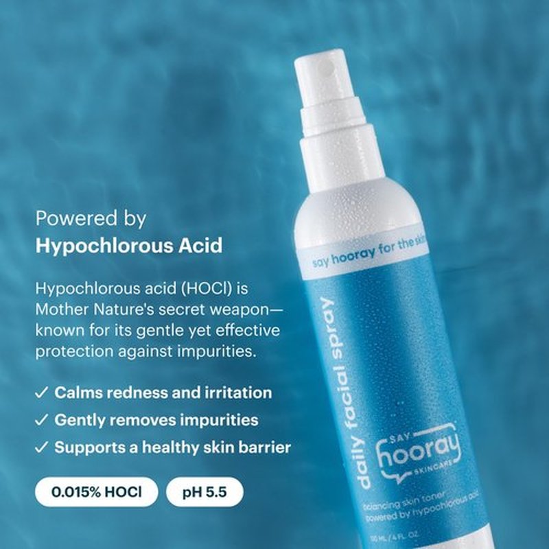 Hypochlorous Acid Daily Facial Spray for Sensitive Skin - HOCL Toner Helps Calm Redness, Acne and Breakouts. Supports Eczema-Prone and Acne-Prone Skin. 4 Fl Oz